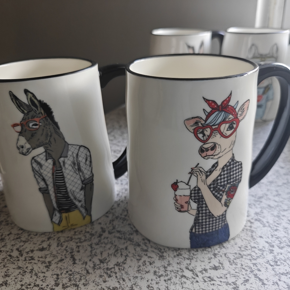 Signature Housewares Hipster Animal Coffee Mug - 6 Piece Set - Picture 6 of 6